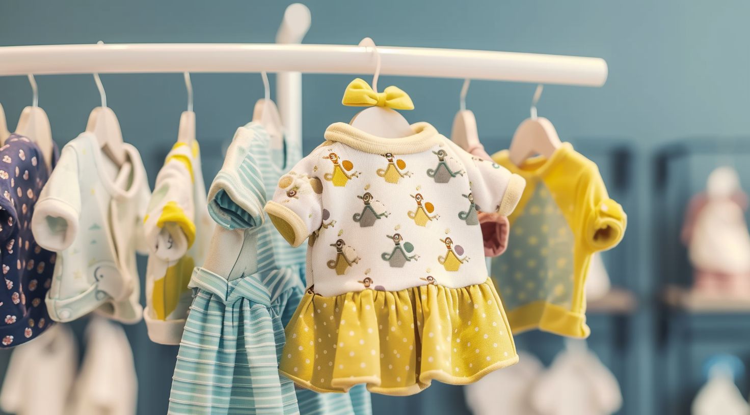 adorable newborn clothes on rack